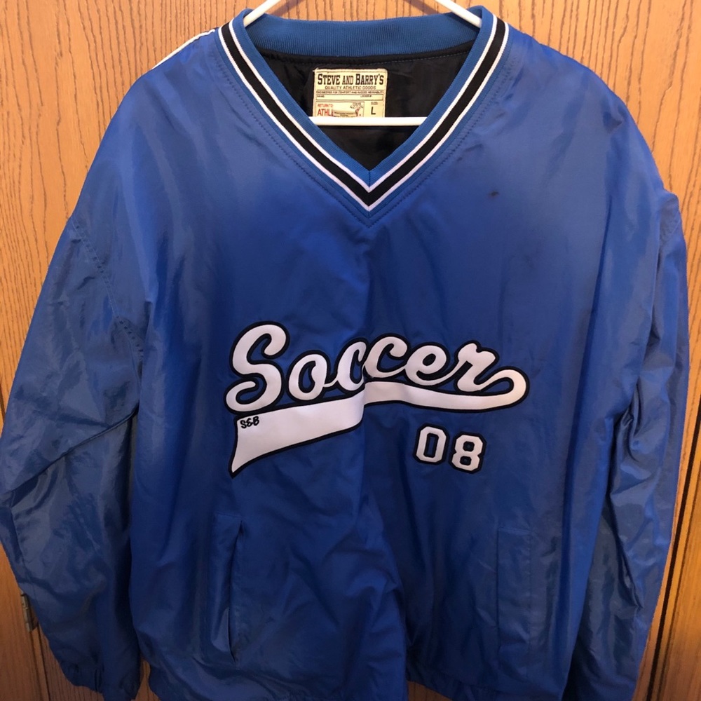 Steve Barry's Long Sleeve Blue Logo Soccer Size L
